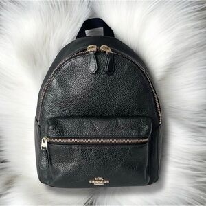 Coach Black Leather Bag with Gold Accents